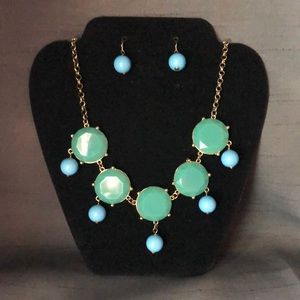 Blue & green gemstone necklace and earrings